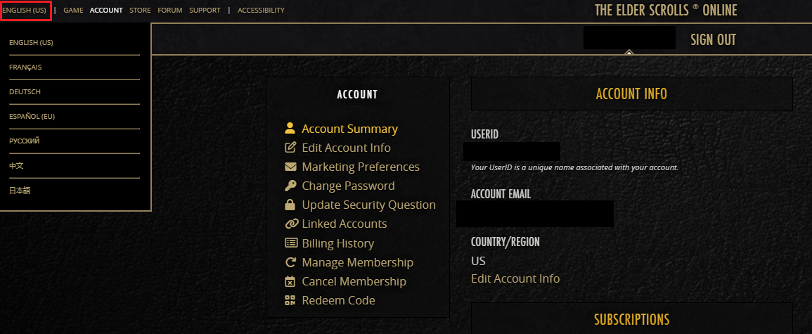 How can I change the language of emails from The Elder Scrolls Online ...