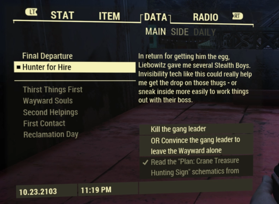 "Hunter for Hire" Quest Fallout 76 Bethesda Support
