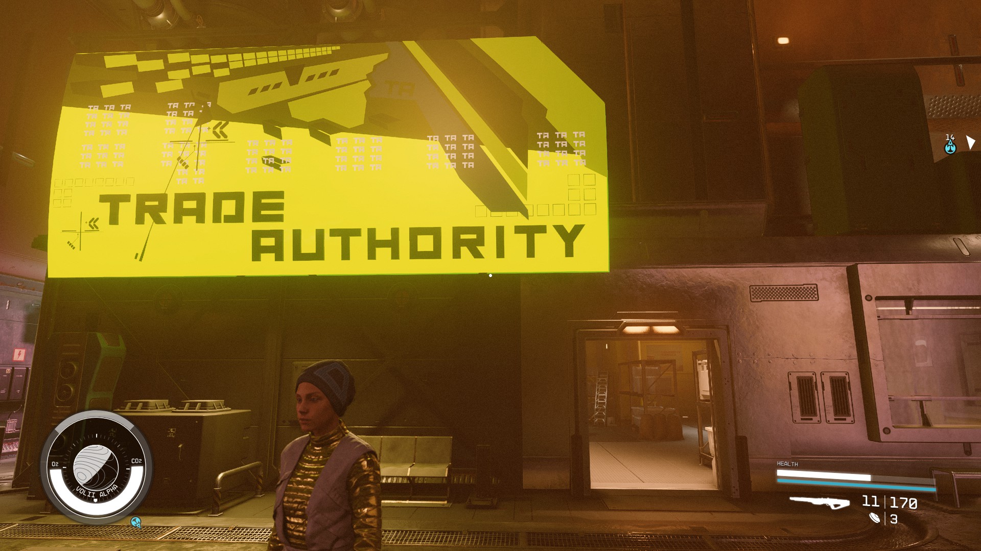 Trade Authority storefront in Neon in Starfield for selling contraband after a successful scan