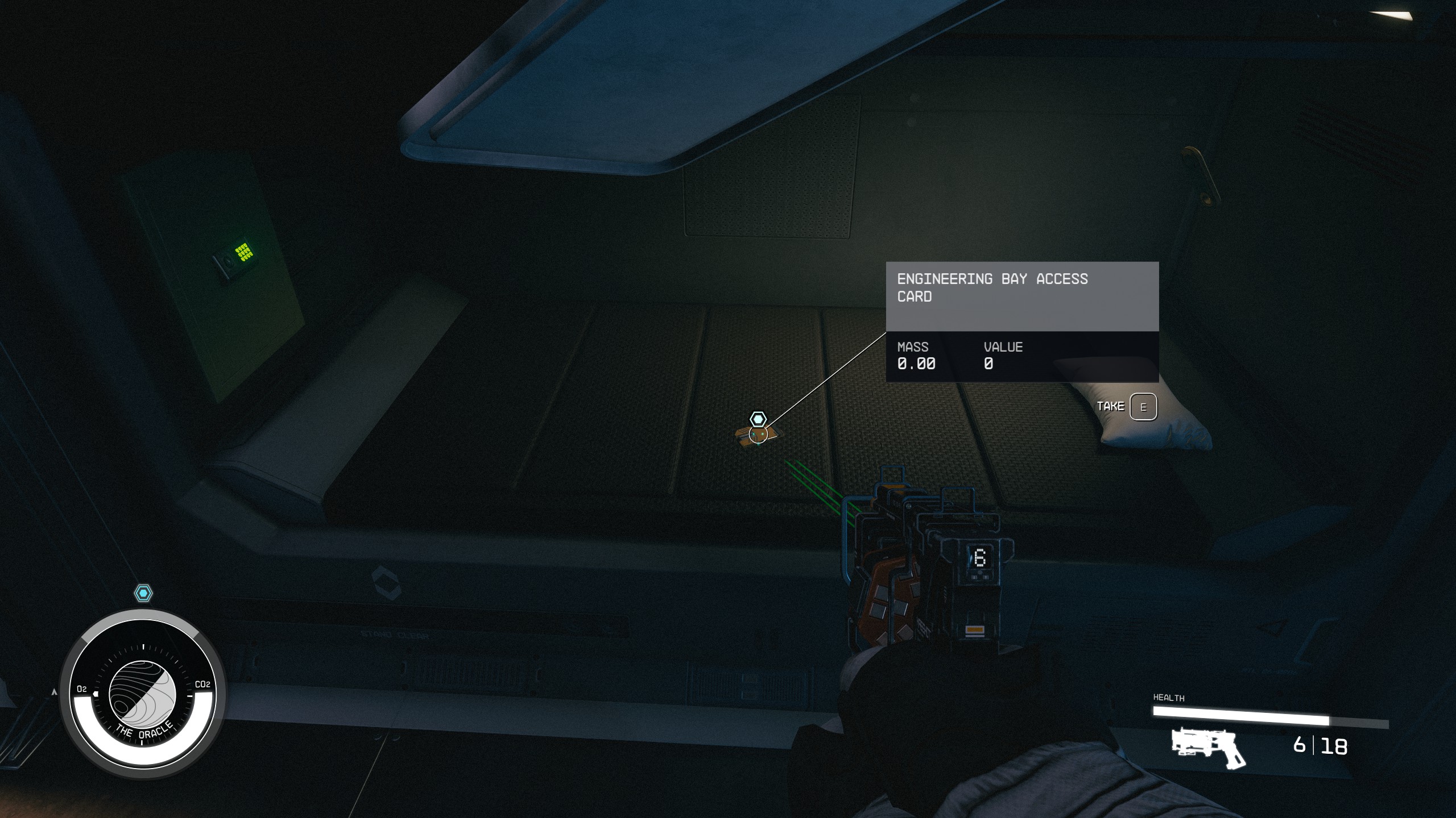 Engineering bay access card on a bed in Starfield Shattered Space during the What Remains quest