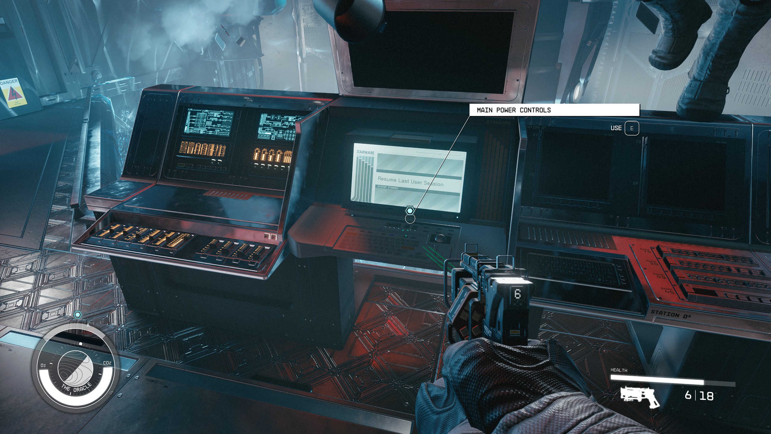 Main power console in the Oracle in Starfield Shattered Space used to restore station systems