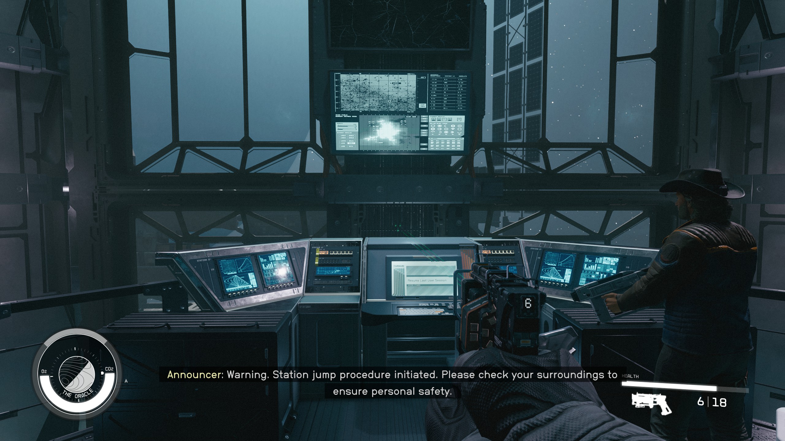 Oracle Operations Center in Starfield Shattered Space during the final procedure before reaching Dazra